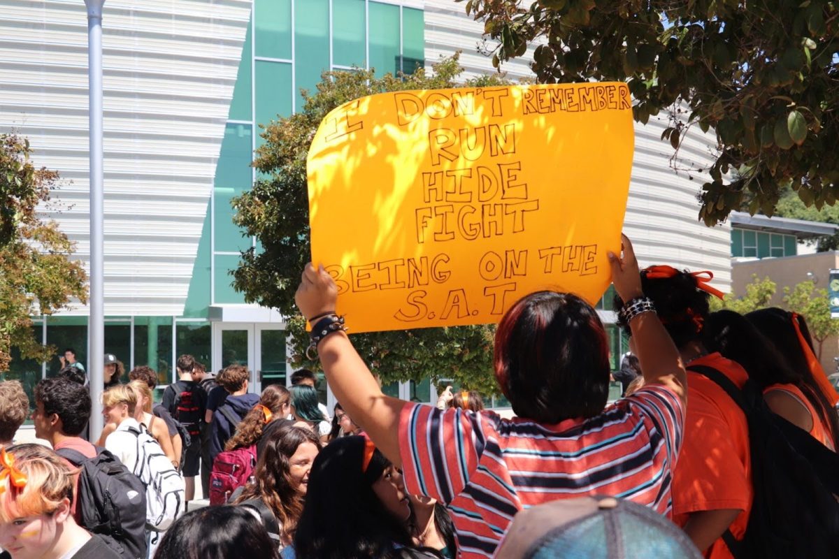 Lee Rodriguez participates along with many other students. His paper stated: “I don’t remember run, hide, fight being on the S.A.T.”
