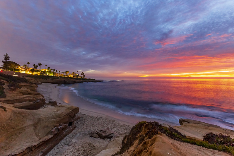 The sunset in La Jolla seen from a cliff. Many people from La Jolla enjoy this every night.