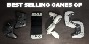 Four video game console controllers spell out 2025. 2025 saw a drastic shift in the global games market from computer to console.